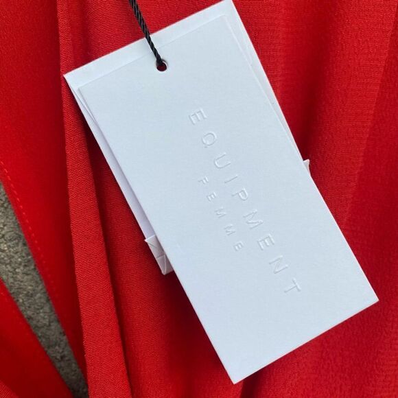 NWT EQUIPMENT Twist Front Long Sleeve Dress Aura Red Sz 4 - Picture 4 of 16